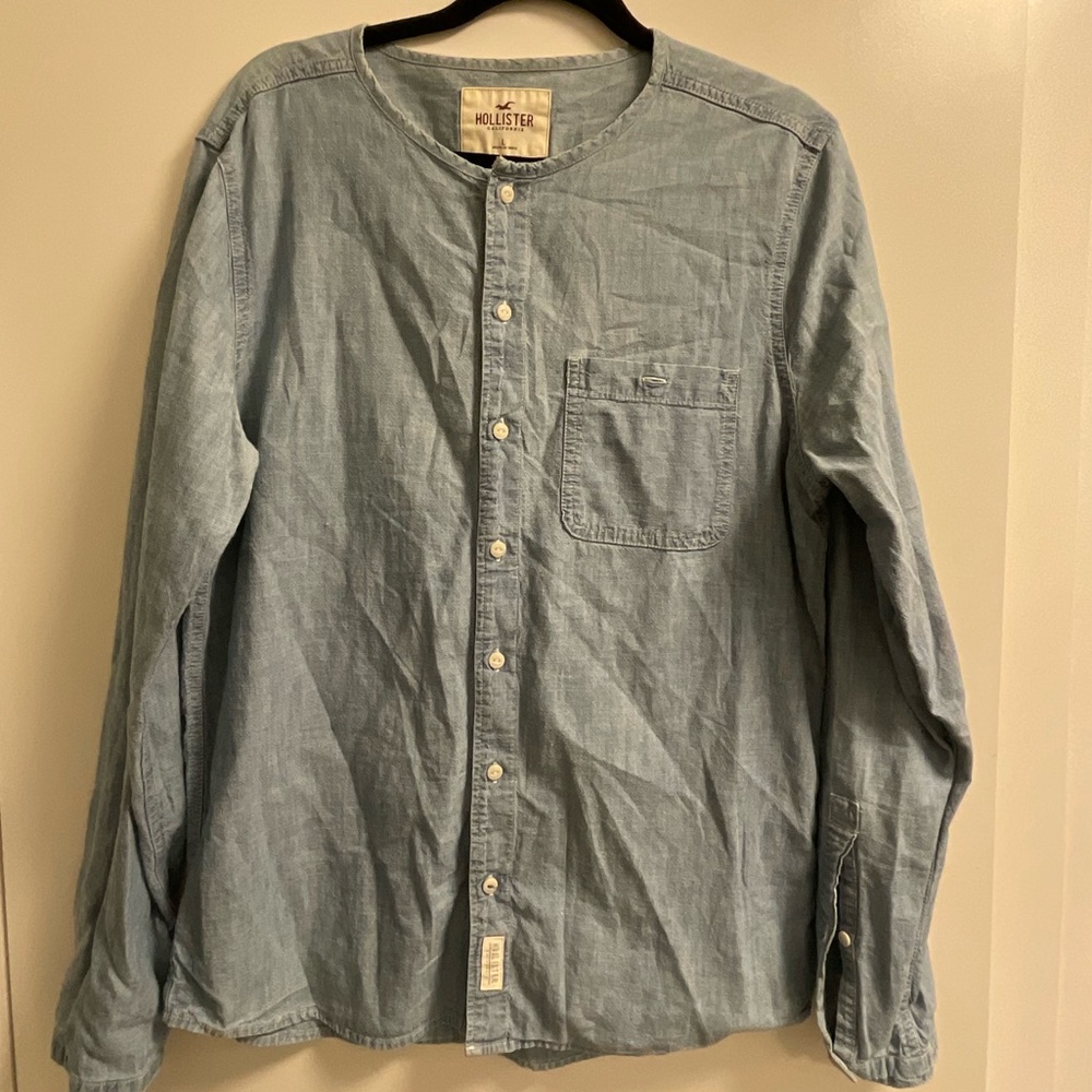 Hollister Collarless Button Down Shirt